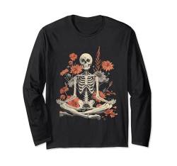 Skelett Pflanze Blumen Cottagecore Halloween Langarmshirt von Skelett Blume Natur Halloween Kostüm