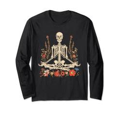 Skelett Pflanze Blumen Cottagecore Halloween Langarmshirt von Skelett Blume Natur Halloween Kostüm