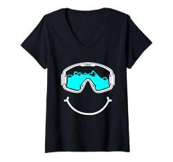 Damen Skifahren Outfit Skilangläufer Ski T-Shirt mit V-Ausschnitt von Ski Accessoires & Ski Bekleidung für Frauen Männer