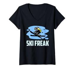 Damen Skifahren Kinder SKI FREAK Lustiges Skifahrer Jungs T-Shirt mit V-Ausschnitt von Skifahren Geschenk Kinder Shirt Skifahrer Jungs