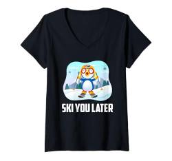 Damen Skifahren Kinder SKI YOU LATER Lustiges Ski Ferien T-Shirt mit V-Ausschnitt von Skifahren Geschenk Kinder Shirt Skifahrer Kids