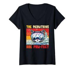 Damen Skifahren Kinder THE MEOWTAINS ARE TAW-FECT Lustiges T-Shirt mit V-Ausschnitt von Skifahren Geschenk Kinder Shirt Skifahrer Kids