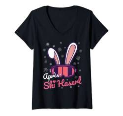 Damen Skifahren Apres Ski Haserl Damen Fun T-Shirt mit V-Ausschnitt von Skifahren Skifahrer Apres Ski Winter Sport Outfit