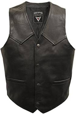 Skintan Herren echtes Leder Weste Schwarz (3XL, Schwarz) von Skintan