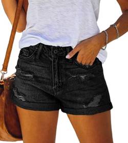 Skrsila Damen Jeans Shorts Sommer Denim Kurze Hose Basic in Aged-Waschung Jeans Bermuda-Shorts High Waist Destroyed Hotpants Boyfriend Loch Jeansshorts XL von Skrsila