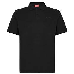 Slazenger Herren Poloshirt Polohemd Kurzarm Kragen-Ansatz Sommer Freizeit Top Schwarz Extra LGE von Slazenger