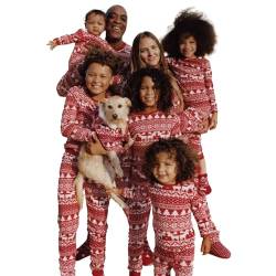 Sleeleece Weihnachten Schlafanzug Familien Pyjama Set,Weihnachtspyjama Familie Set,Christmas Pyjama Set,Matching Pyjamas Couple,Familie Weihnachten Outfit für Damen Herren Kinder Baby 8-9Y A1 von Sleeleece