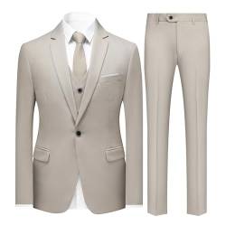 Sliktaa Anzug Herren 3-Teillig mit Muster Hochzeit Party Schalkragen Formell Business Smoking Blazer und Hose von Sliktaa