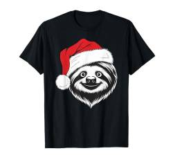 Fröhliches Faultier Weihnachtsmann auf Faultier Weihnachten T-Shirt von Sloth Christmas for kids, women & men