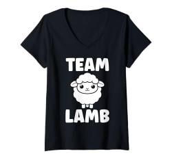 Damen Quote Little Cute Baby Sheep Simple team Lamb T-Shirt mit V-Ausschnitt von Small Animals Sheep Lamb Funny