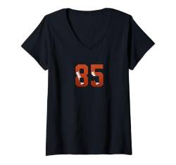 Damen Nummer 85 – Minimalistisches American Football Trikot nummeriert T-Shirt mit V-Ausschnitt von Small Football Numbers Birthday Apparel Gifts