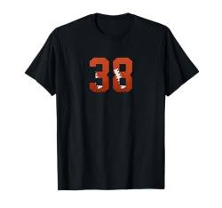 Nummer 38 – Minimalistisches American Football Trikot nummeriert T-Shirt von Small Football Numbers Birthday Apparel Gifts