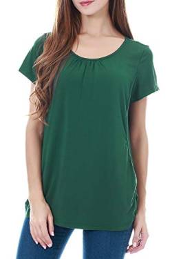 Smallshow Damen Mutterschaft Stilltop Kurzarm Umstandstop Umstandsmode Schwangerschaft Stillshirt Deep Green Small von Smallshow