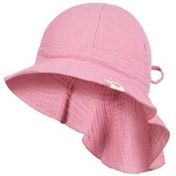 Smarilla Schirmmütze Babymütze Mädchen mit Nackenschutz Sommer Musselin, Größe: 46-48, Farbe: Altrosa von Smarilla