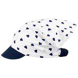 Smarilla Schirmmütze Mädchenmütze Sommermütze Kopftuch Baumwolle Punkte, Farbe: Blau-Weiß-Herzen, Größe: M (46/48) von Smarilla