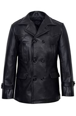 Smart Range – Kriegsmarine Deutsch WW2 Uboat Reefer Echtes Leder Jacke Mantel – Herren, Schwarz , XXL von Smart Range Leather