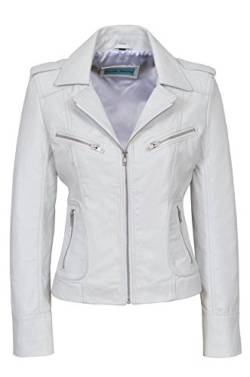 Smart Range RIDER Damen shwarz, Wasser, grün, wie, weiß gewaschen Radfahrer-Motorrad- Stil weichen Echt Nappa -Lederjacke (8, White) von Smart Range