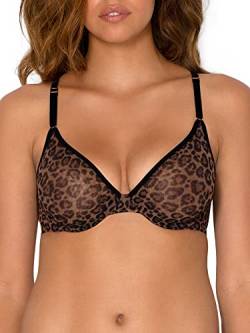 Smart & Sexy Damen Sheer Mesh Demi Underwire Bra Halbschalen BH, leopard, 95E von Smart & Sexy