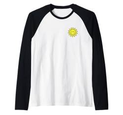 Süßes X Eyes Happy Face Sun Minimalist Sunshine Taschenlogo Raglan von Smile Face Sunshine Happy Sun Cute Smiling Shirt