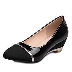 Smilice Damen Elegant Ohne Verschluss Pumps mit Keilabsatz (Black, 43 EU) von Smilice