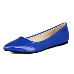 Smilice Damen Gemütlich Basic Flache Pumps Spitze Toe Übergrößen Flache Schuhe (Blue, 34 EU) von Smilice