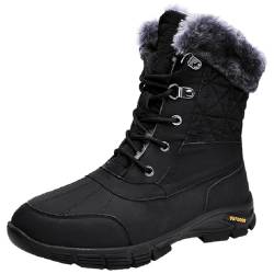 Smilice Herren Outdoor Rutschfeste Schneestiefel Warm für den Winter Kurze Stiefel Wanderschuhe (Schwarz,40) von Smilice