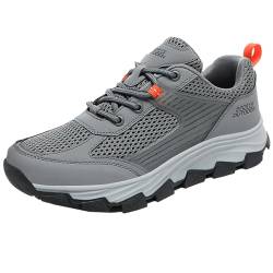 Smilice Lässige Unisex Turnschuhe Herren Atmungsaktive Mesh Wanderschuhe Damen Laufschuhe mit Schnürung (Dunkelgrau,41) von Smilice