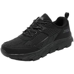 Smilice Lässige Unisex Turnschuhe Herren Atmungsaktive Mesh Wanderschuhe Damen Laufschuhe mit Schnürung (Schwarz,42) von Smilice