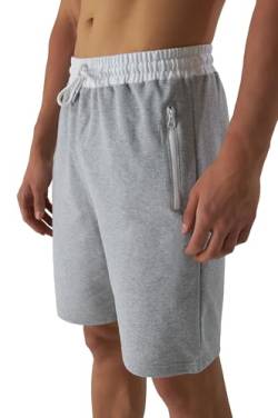 Smith & Solo Sporthose Herren Kurz - Kurze Hosen Herren, Laufshorts Männer Sommer Baumwolle Jogginghose Fitnesshose Sport Sportshorts Bermuda Shorts Hose Trainingshose Tennis (M, Grau-Weiß) von Smith & Solo