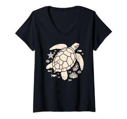 Damen Meeresschildkröte T-Shirt mit V-Ausschnitt von Smooth HQ