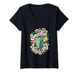 Damen Nur für trendige Smoothie-Liebhaber: Smoothie Vibes T-Shirt mit V-Ausschnitt von Smoothies Healthy People Boys Girls Men Women Tees