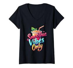 Damen Smoothie Vibes Only Smoothie Lover Sommer Erfrischung T-Shirt mit V-Ausschnitt von Smoothies Healthy People Boys Girls Men Women Tees