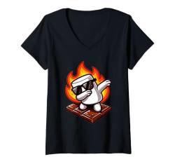 Damen Dabbing S'more Marshmallow Lustiges Lagerfeuer Camping Dab Dance T-Shirt mit V-Ausschnitt von Smore Adventure Campfire Kawaii Camping Gear