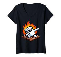 Damen Dabbing S'more Marshmallow Lustiges Lagerfeuer Camping Dab Dance T-Shirt mit V-Ausschnitt von Smore Adventure Campfire Kawaii Camping Gear