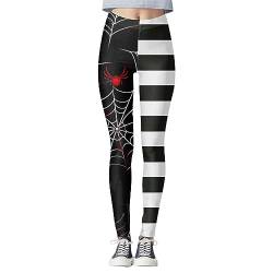 Halloween Leggings Damen,High Waist Leggins Kürbis Fledermaus Gedruck Bunte Strumpfhose Sportleggins Blickdicht Lange Hose Yogahose Festival Lustig Sport Leggings Elastisch Trainingshose Kostüm Party von Snakell