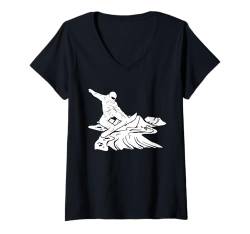 Damen Snowboard Outfit Snowboarder Snowboarding T-Shirt mit V-Ausschnitt von Snowboarder Designs & Retro Snowboard Bekleidung