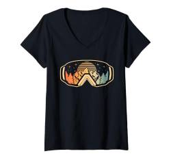 Damen Snowboard Outfit Snowboarder Snowboarding T-Shirt mit V-Ausschnitt von Snowboarder Designs & Retro Snowboard Bekleidung