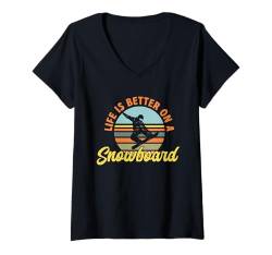 Damen Snowboard Outfit Snowboarder Snowboarding T-Shirt mit V-Ausschnitt von Snowboarder Designs & Retro Snowboard Bekleidung