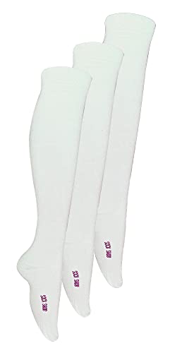 Sock Snob 3er Pack Kinder Bambus Kniestrümpfe Atmungsaktiv Nahtlos Lang Socken für Mädchen (27-30, Weiß) von Sock Snob
