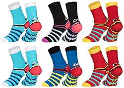 Sockenversandhandel.de 6 Paar Kinder ABS-Socken Stoppersocken I freche Bande I Frotteesohle I gummierte Antirutschsohle I Baumwolle I Jungen I Mädchen I Damen I Haussocken I Stopperstrümpfe 31-34 von Sockenversandhandel.de