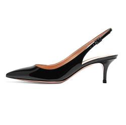 Soireelady Damen Klassischer Slingback Pumps Spitz Zehe Kitten Absatz Schuhe Übergröße Schwarz EU42 von Soireelady