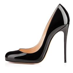 Soireelady Damen Spitze Zehe Schuhe 120mm High Heel Pumps Hohen Absätzen Geschlossen Abendschuhe Schwarz EU45 von Soireelady