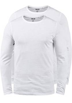 Solid Basal Herren Longsleeve Langarmshirt Shirt Basic Aus 100% Baumwolle Mit Rundhalsausschnitt Im 2er Pack, Größe:XL, Farbe:White (0001) von Solid