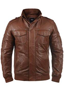 !Solid SDCamash Herren Lederjacke Bikerjacke Echtleder Jacke mit Stehkragen Eingrifftaschen Rippbündchen 100% Schafsleder Regular fit, Größe:3XL, Farbe:Golden Bro (5063) von !Solid