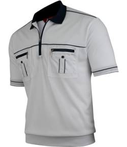 Soltice Herren Kurzarm Poloshirts, Gestreifte Blousonshirts mit Brusttasche, Polohemd mit Kragen aus Baumwoll-Mix (M bis 3XL) 3XL, [Z2] Weiss von Soltice