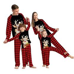 Solutra Weihnachts Pyjama Familie Set, Weihnachtspyjama Familie Set Weihnachts Schlafanzug, Weihnachten Nachtwäsche Partner für Damen Herren Kinder (Hirsch,3XL) von Solutra