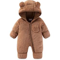 Baby Winter Fleece Overall Mit Kapuze Mädchen Jungen Schneeanzüge Warm Fleece Strampler Outfits Wollwalk Overall Baby Khaki 0-12 Monate von Sonnena