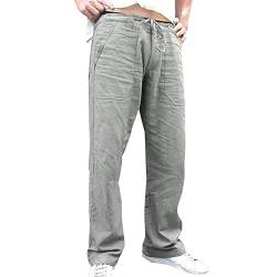 Herren Leichte Sommerhose Musselin Luftig Freizeithose Bequeme Freizeit Herrenhose Männer Lockere Mit Gummizug Leichte Regular Fit Jungen Haushose Sommerhose Jogginghose Strandhose von Sonnena