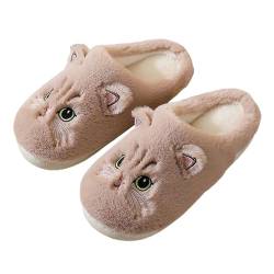 Winter Katze Hausschuhe,Damen Plüsch Hausschuhe,Kuschel Lustig Tiere Schuhe,Cat Slippers Katzen Hausschuhe Damen Winter Warme Plüsch Hausschuhe Damen Herren Pantoffeln von Sonnena