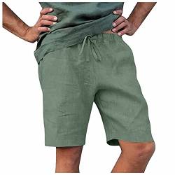 Männer Shorts Herren Sommer Solide Plus Größe Leinen Bandage mit Taschenn Knielange Kurze Hosen Herren Sommer 104 von SoonerQuicker